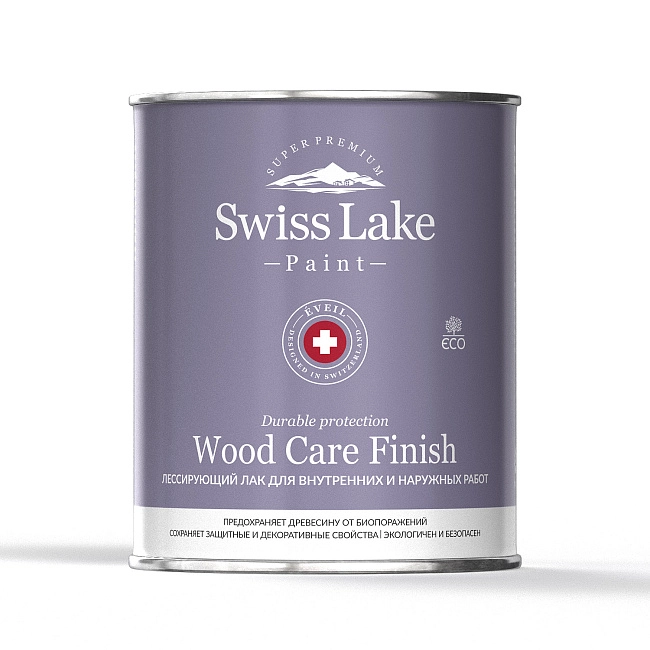 Лессирующий лак Swiss Lake для внутренних и наружных работ Wood Care Finish 3л